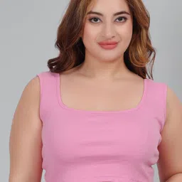 Fabme Women Sleeveless Square Neck Cotton Crop Top-image-86