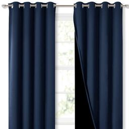 BFAM Blue 2 Pieces Black Out Door Curtains-image-67