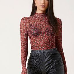 SHINE N SHOW Women Floral Print High Neck Fitted Top-50