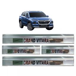 Automoto Stainless Steel Silver Non-led Footstep Door Sill Plate for Maruti Suzukii Grand Vitara All Model (Set of 4)-image-26