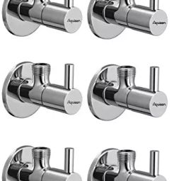 Aquieen Mini Flora Brass Silver Angle Stop Valve Pack of 6 Piece-image-2