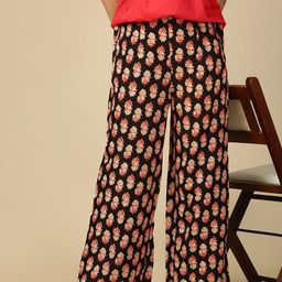 PYNK Women Ethnic Motifs Printed Wide Leg Palazzos-image-8