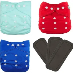 ( Pack of 3 Cloth Diaper with 3 Black pad ) - Baby Pocket Diaper with Wet-free Insert Black Pad / Washable Cloth Diaper / Reusable Nappy for Kids (0-24 months) (Multicolor)-26