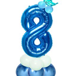 Shopperskart 8 Number Foil Balloon Blue - Pack of 13-14