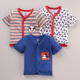Bodycare Half Sleeves Stripes & Mickey Print Vests Pack Of 3 - Blue White-picture-20