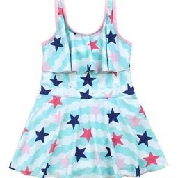 Babyhug Sleeveless Frock Swimsuit Star Print - Blue-picture-24