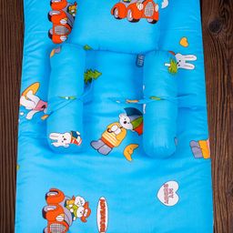 Mittenbooty Infant baby Bolster Bedding set in Twill Cotton Happy Print Blue-image-24
