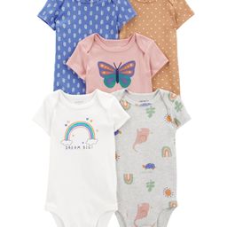 Carter's Half Sleeves Onesies With Heart  Print Pack of 5 - Multicolour-image-41