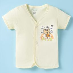 OHMS Single Jersey Knit Half Sleeves Jhabla with Bear Print - Cream-image-62