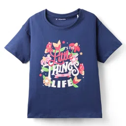 Pine Kids Cotton Knit Half Sleeves T-Shirt with Text Print - Navy Blue-picture-41
