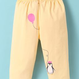 Tango Single Jersey Knit Full Length Lounge Pants with Penguin Print - Light Yellow-image-66