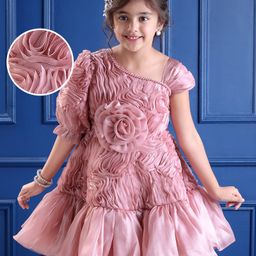 Mark & Mia Woven Sleeveless Party Dress With Floral Corsage - Pink-image-55