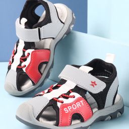Cute Walk by Babyhug Velcro Closure Sandals With Sport Print - Red-image-35