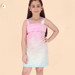 Cutecumber Sleeveless Unicorn Applique Detailed Sequins Embellished Dress With Headband - Pink-image-25