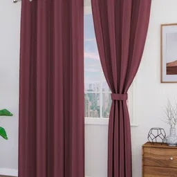 Myntra Elegant Homes Burgundy Set of 2 Black Out Long Door Curtain-image-95