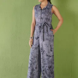 Anouk Women Printed Basic Jumpsuit With Belt-image-1