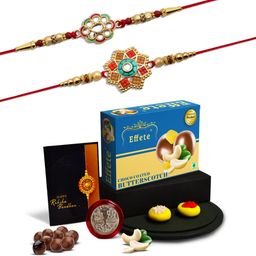 DeoDap Unisex 4 Pieces Beaded Rakhi Gift Set-image-83