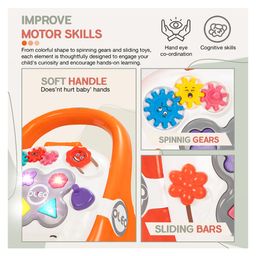 BAYBEE Oleo Baby Activity Walker for Kids, Baby Walker for Toddlers with Music, LED Light, Rotating Gears & Easy Girp Push Handle Orange) image 5