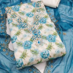 SAINOOR Embellished Semi-Stitched Dress Material-image-42