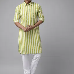 See Designs Striped Regular Pure Cotton Kurta With Pyjamas-30