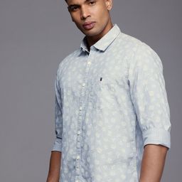 Louis Philippe Jeans Pure Cotton Slim Fit Floral Printed Striped Casual Shirt-picture-7