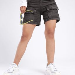 DressBerry Women Urban Vibe High-Rise Denim Cargo Shorts-picture-50
