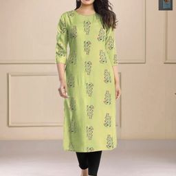 HERE&NOW Selection Of 2 Floral Printed Round Neck Straight Kurtas-picture-41