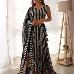 CRAFTLE Printed Semi-Stitched Lehenga & Unstitched Blouse With Dupatta-image-67