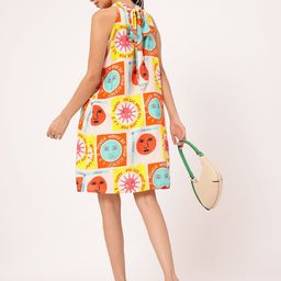 DressBerry Giggle & Glam Quirky Conversational Printed Halter Neck Tie Up Dress-17