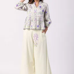 STIL O STITCH Floral Printed Mandarin Collar Tunic With Palazzo-15
