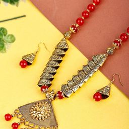 SUNHARI Gold- Plated Pearl Beaded Jewellery Set-image-99