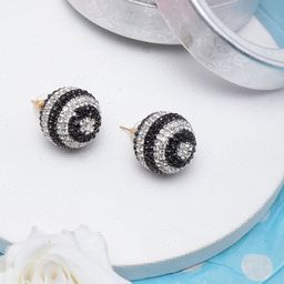 StyleCast Gold Plated Rhinestone Studded Circular Studs-picture-6