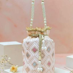 Rubans Pastel Pink Potli Bag with Multicolor Embroidery, Pearl Handle & Golden Tassel-picture-38