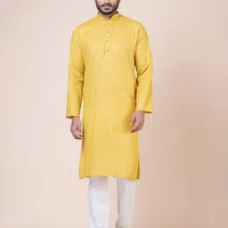 Nawaz's Mandarin Collar Cotton Silk Straight Kurtas-image-60