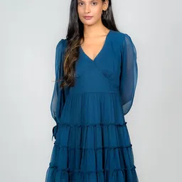 Zink London V-Neck Fit & Flare Dress-image-30