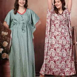 KLOTTHE Multi Cotton Blend Nightdress-image-22