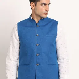 Turtle Printed Woven Formal Nehru Jacket image 1