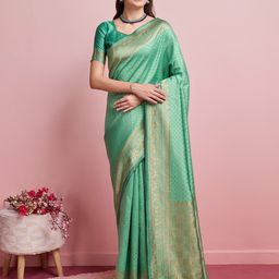 DIVASTRI Woven Design Ethnic Motifs Zari Banarasi Saree-picture-25
