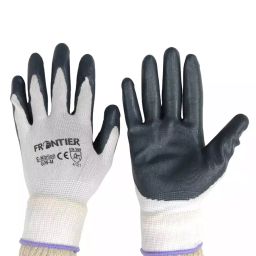 SSWW Palm Coated Safety Gloves with Nitrile Grey & White Free Size, SSWW125 (Pack of 100 Pair)-image-35