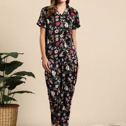 Mast & Harbour Printed Satin Night Suit-image-67