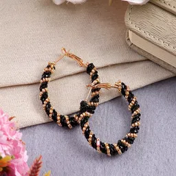 Sangria Beaded Hoop Earrings-image-74