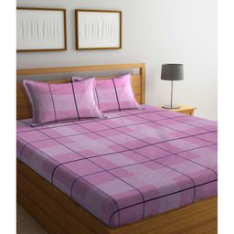 Arrabi Double Bed Cotton Blend Bedsheet and 2 Pillow Covers - Pink-image-30
