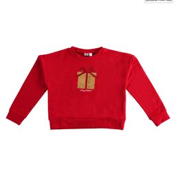iDO Italy Cotton Full Sleeves Winter Wear Sweatshirt Sequins & Text Embroided  - Red-image-48