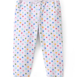 Babyhug Cotton Looper Full Length Lounge Pant Dot Print- Grey-image-43
