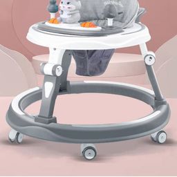 Play Nation Multi Functional Adjustable Height Baby Walker with Toy Bar Music & Lights - Grey-59