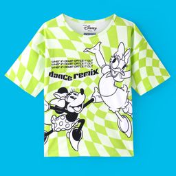 Pine Kids Disney Half Sleeves Drop Shoulder T-Shirt with Minnie Mouse Graphics - Green-image-77