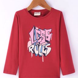 Lazy Bones Sinker Knit Full Sleeves T-Shirt With Text Print - Rust Orange-image-88