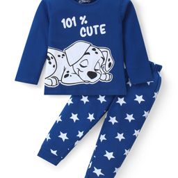Babyhug Disney Single Jersey Knit Full Sleeves 101 Dalmatians Printed Night Suit - Navy Blue-image-26
