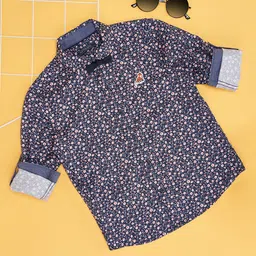 Pantaloons Junior Cotton Full Sleeves Floral Printed Shirt - Navy Blue-picture-35