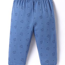 Tango Looper Knit Full Length Bear Printed Lounge Pant - Blue-image-52